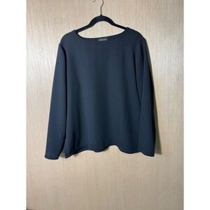 Allie Coosh $325 Lagenlook quiet luxury Black Long‎ Sleeve Top Boat Neck Blouse